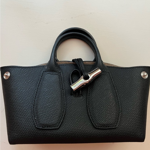 Longchamp Handbags - Longchamp Textured Black Mini Bag with Silver Accent